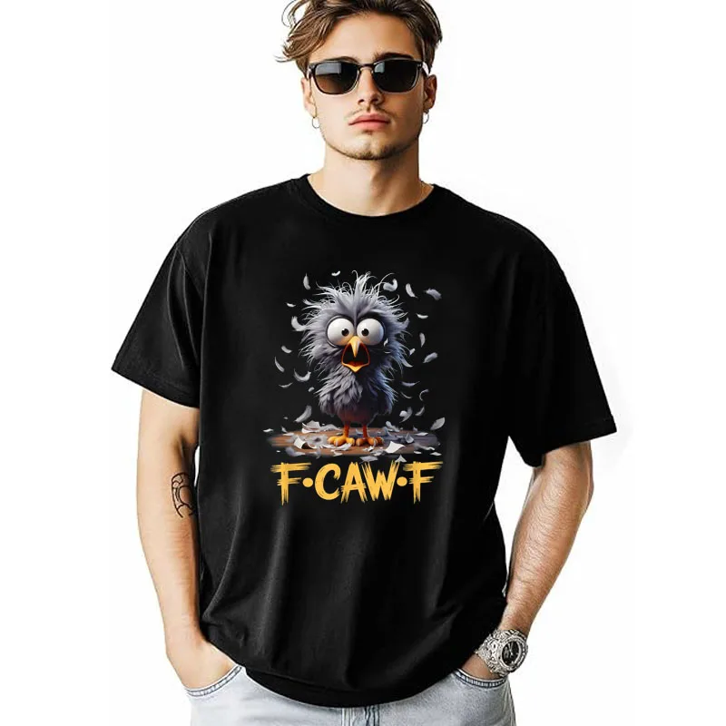 F-Caw-F Messy Bird Shocked Face Feather Chaos Cartoon Humor T-Shirt Farmer Y2k Chicken Bird Graphic Outfit Cool Tee Novelty Gift