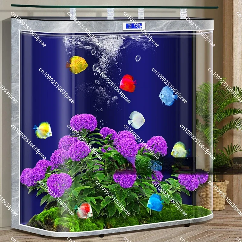 

Fish tank living room household against the wall floor simple medium goldfish tank automatic circulation filter aquarium box