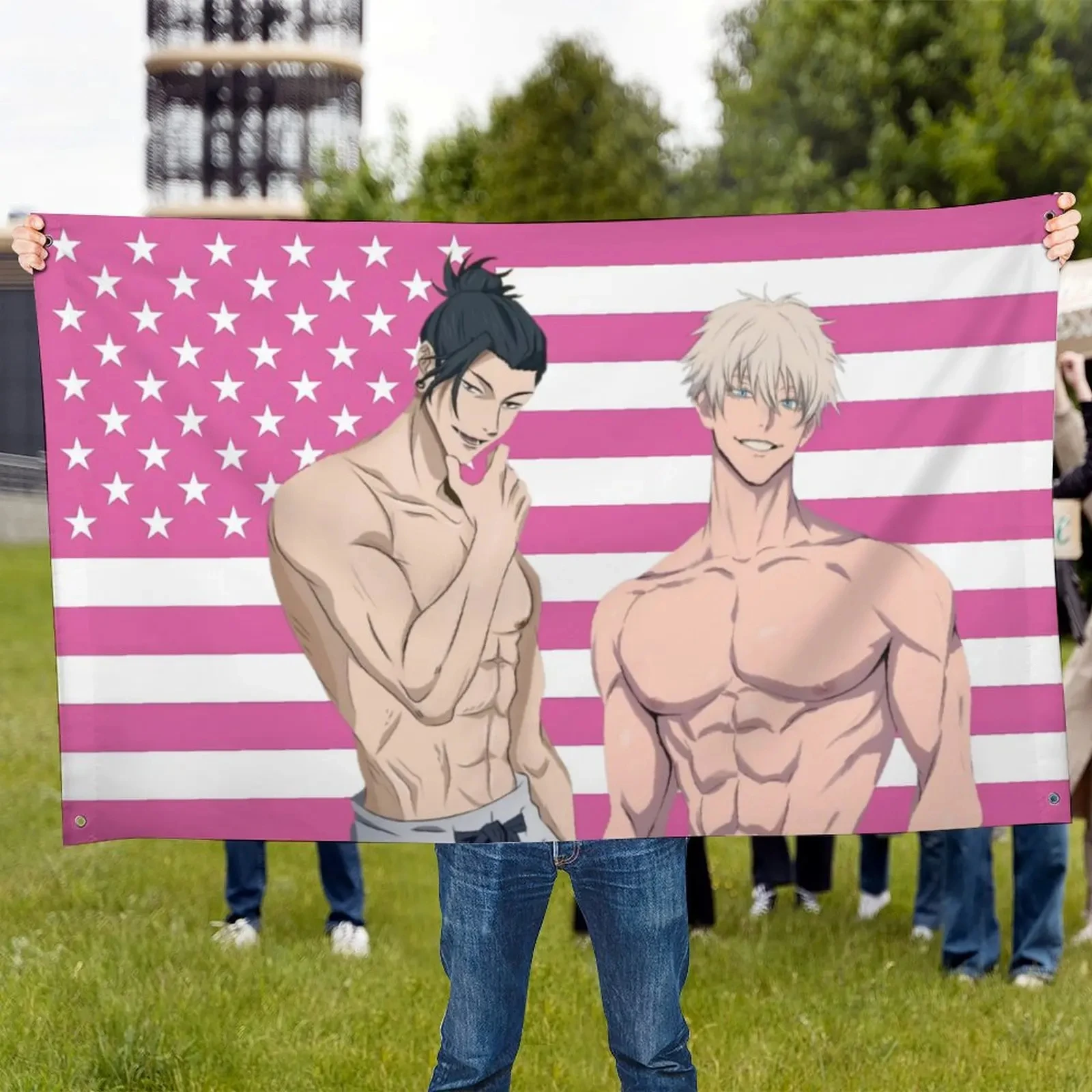 Gojo Satoru نسيج ديكور خارجي علم مخصص على الحائط صالون حلاقة جراج أعلام لغرف النوم الإعلان عن العناصر المنزلية