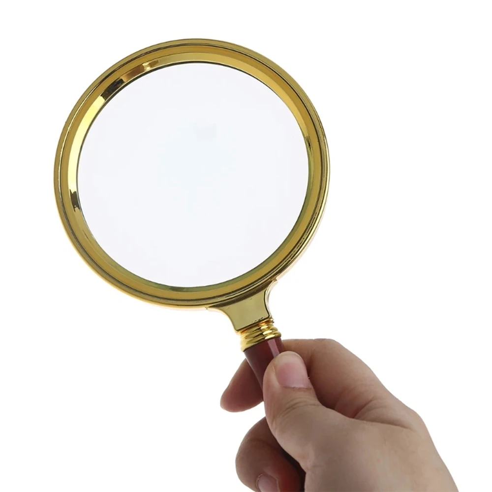 Portable Magnifying Glass Retro Style Gold Edged Magnifying Handheld 10X Reading Magnifier 60Mm 70Mm 80Mm Loupe Glass Tools