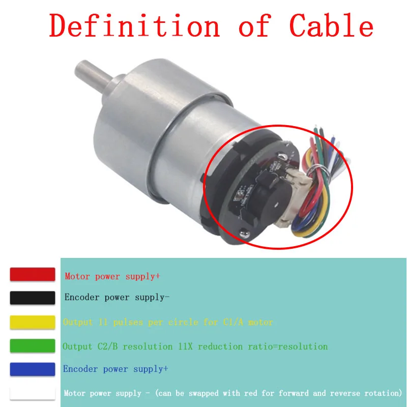 JGB37-520 with Hall Encoder Reduction Motor for Self Balancing Car With Speed Measurement CW CCW DC6V 12V 6RPM~1590RPM