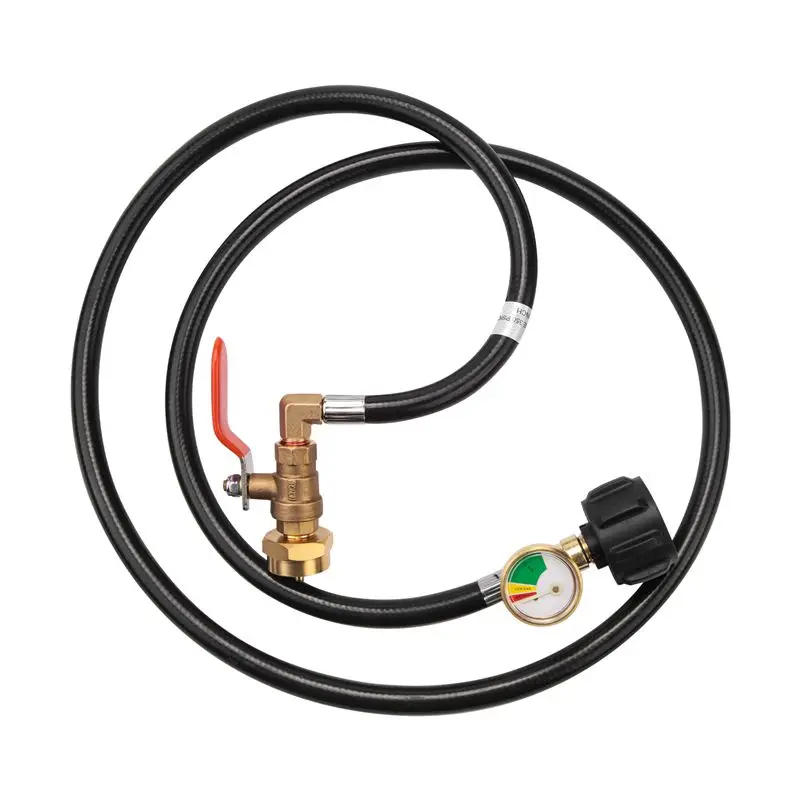 ABGG-Propane Refill Adapter Hose Connect The Gas Hose With Gauge And ON/Off Control Valve For 1LB Propane Gastank