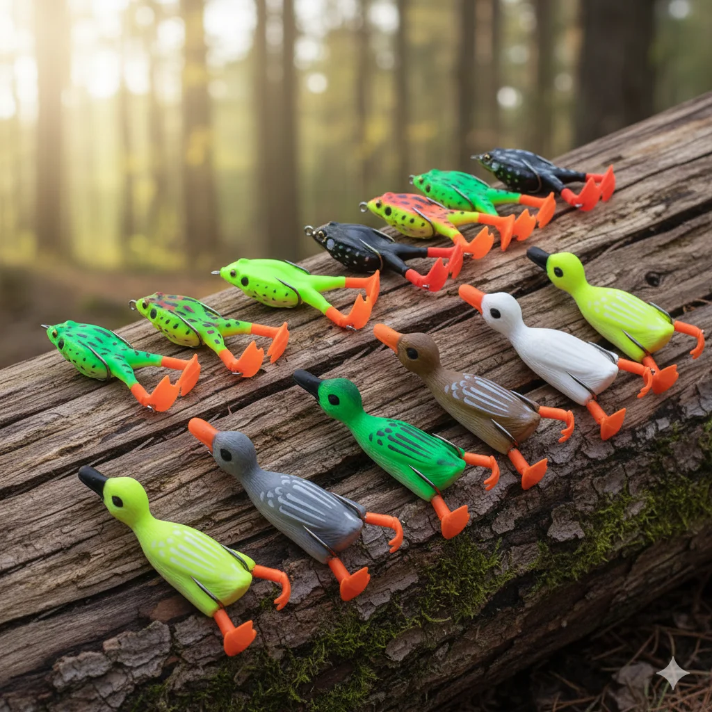 12g 9,5g Enten-Frosch-Weichköder mit rotierenden Füßen, künstlicher Topwater-Swimbait mit 3D-Augen, kieferfreier schwimmender Bass- und Hecht-Angelköder