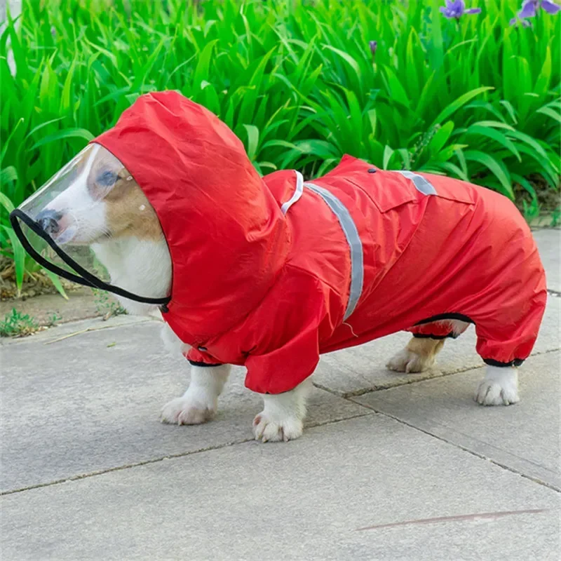 Welsh Corgi Dog Raincoat Reflective Waterproof Clothing for Dog Rain Jacket Outfit Jumpsuit Corgi Dog Clothes Pet Clothing