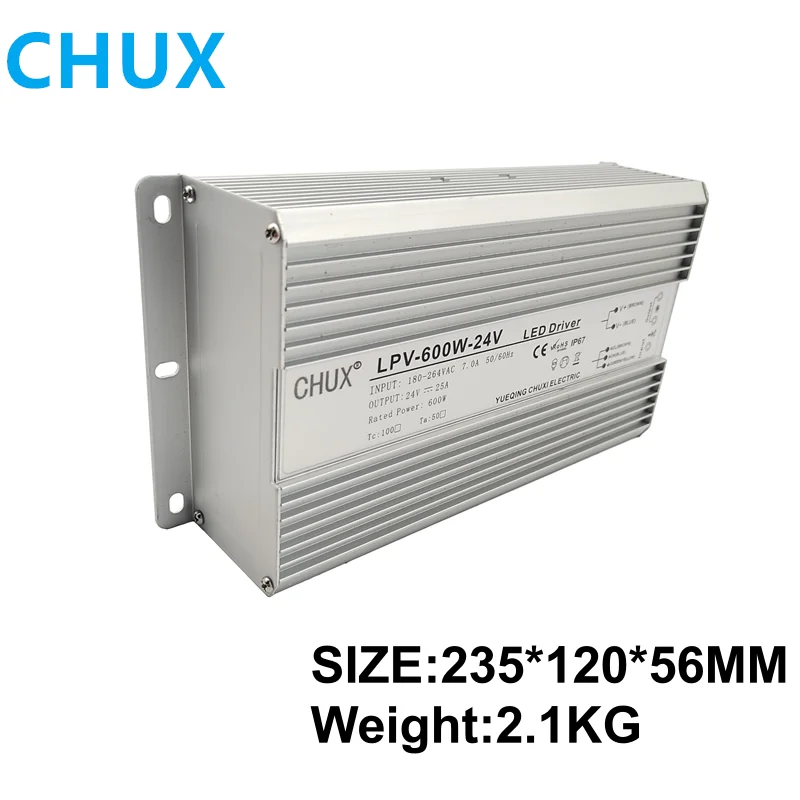 CHUX   Waterproof Power Supply 600W 24V 36V 48V Outdoor Waterproofing Dc Switching Power Supply Smps LPV-600W