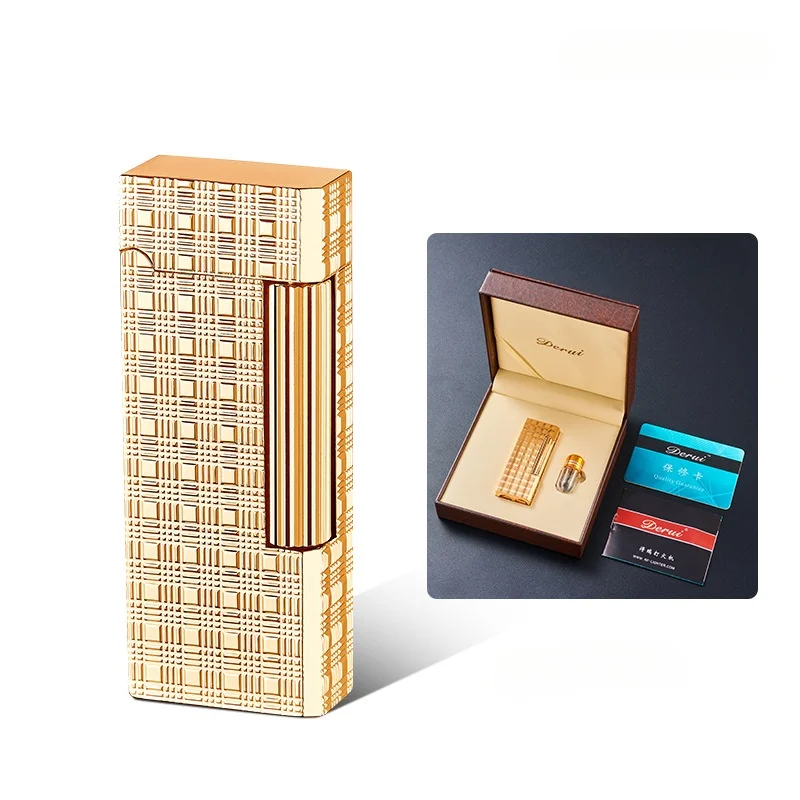 Vintage Oblique Fire Grinding Wheel Open Flame Lighter, Exquisite Carving Process, Classic Cigarette, Mini High-end Gift