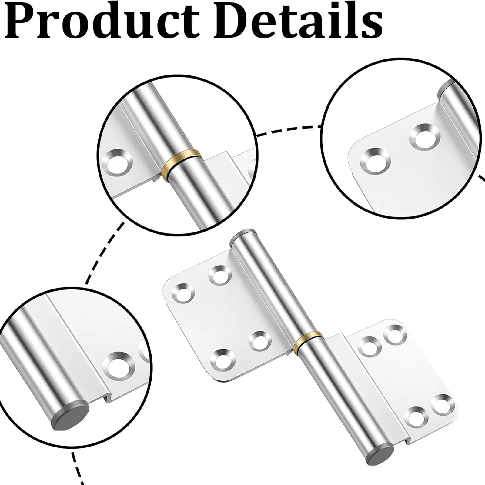 Aluminum Flag Door Hinge, Lift Off Removable Hinge for Cabinet, Wardrobe, Window and Utility Access Door, Hardware Kit Set