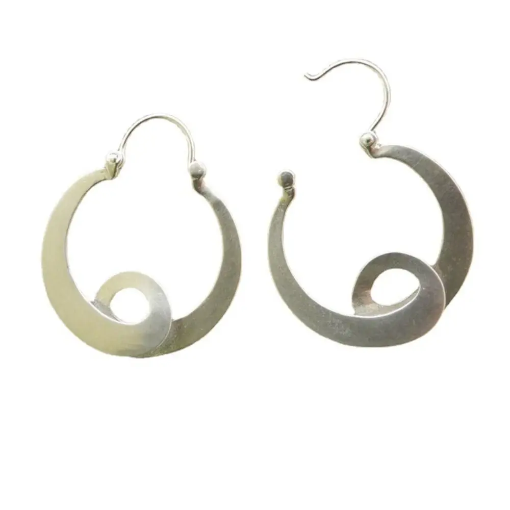 Vintage-Inspired Spiral Hoop Earrings Women Jewelry Bohemian Crafted Hoop Earrings Silver Plated Minimalist Curled Earrings