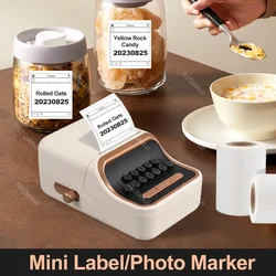 White Color Label Sticker Printer with Adhesive Paper Roll Bluetooth Wireless Connect Tag Price Notes Print for Home and Office