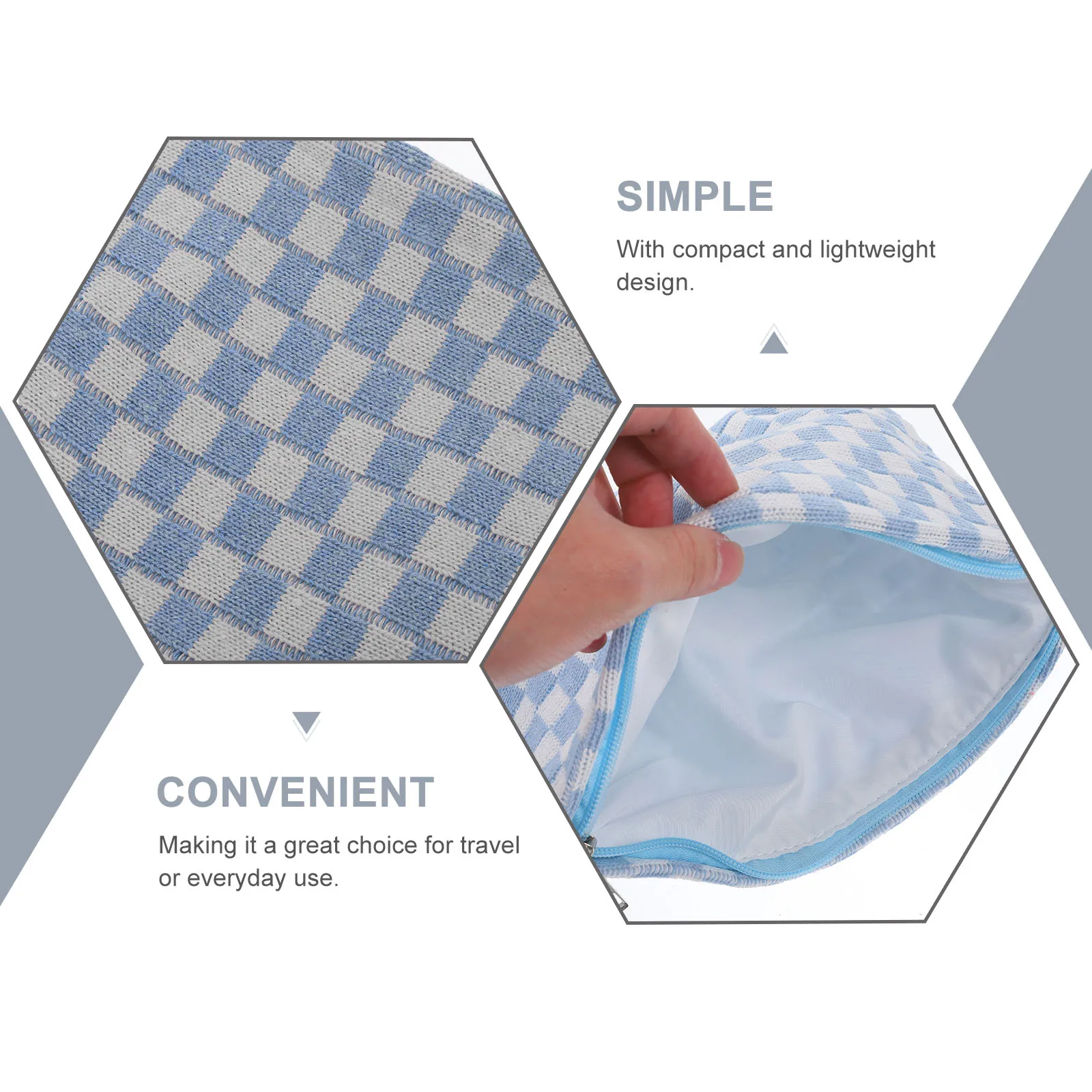 

Large Grid Travel Makeup Pouch Travel Toiletry Pouch Knitted Fabric Toiletries Bag Bag Storage