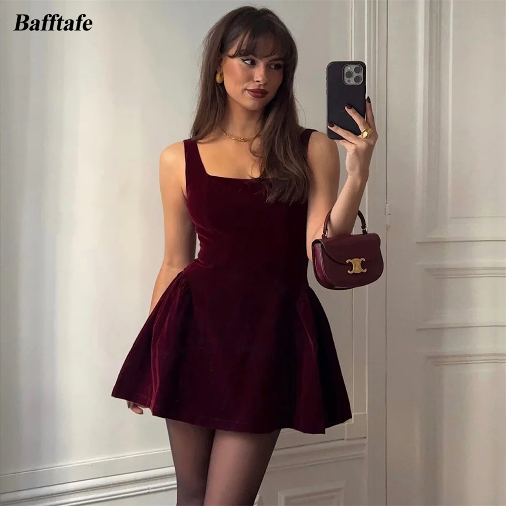 

Bafftafe индивидуальные бархатные мини-женские платья для выпускного вечера простой квадратный воротник танцевальное платье для девочек коктейльная вечеринка вечерние платья для выпускного вечера