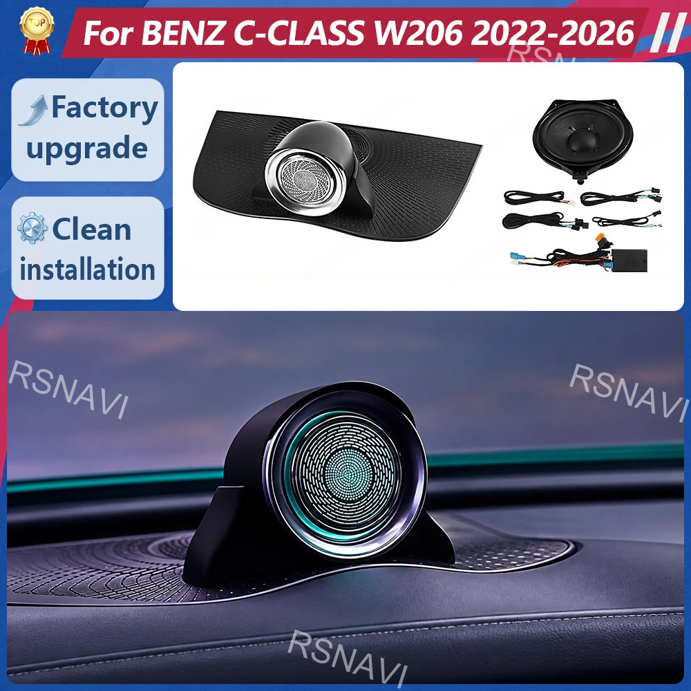 Rotating Center Speaker with Ambient Lighting for Mercedes-Benz C-Class W206 2022-2025 Standard Version Dashboard Audio Retrofit