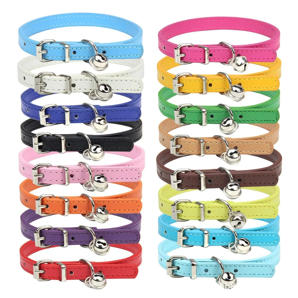 Cat Collar with Bell Adjustable Non Breakaway Kitten Collars for Girl Boy Indoor Small Dog