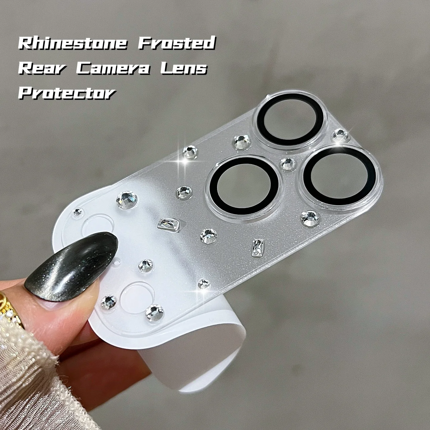 Rhinestone Clear Tempered Glass Rear Camera Lens Protector for iPhone 18 Pro 17Pro max Frosted Lens Cover Screen Protector Lens