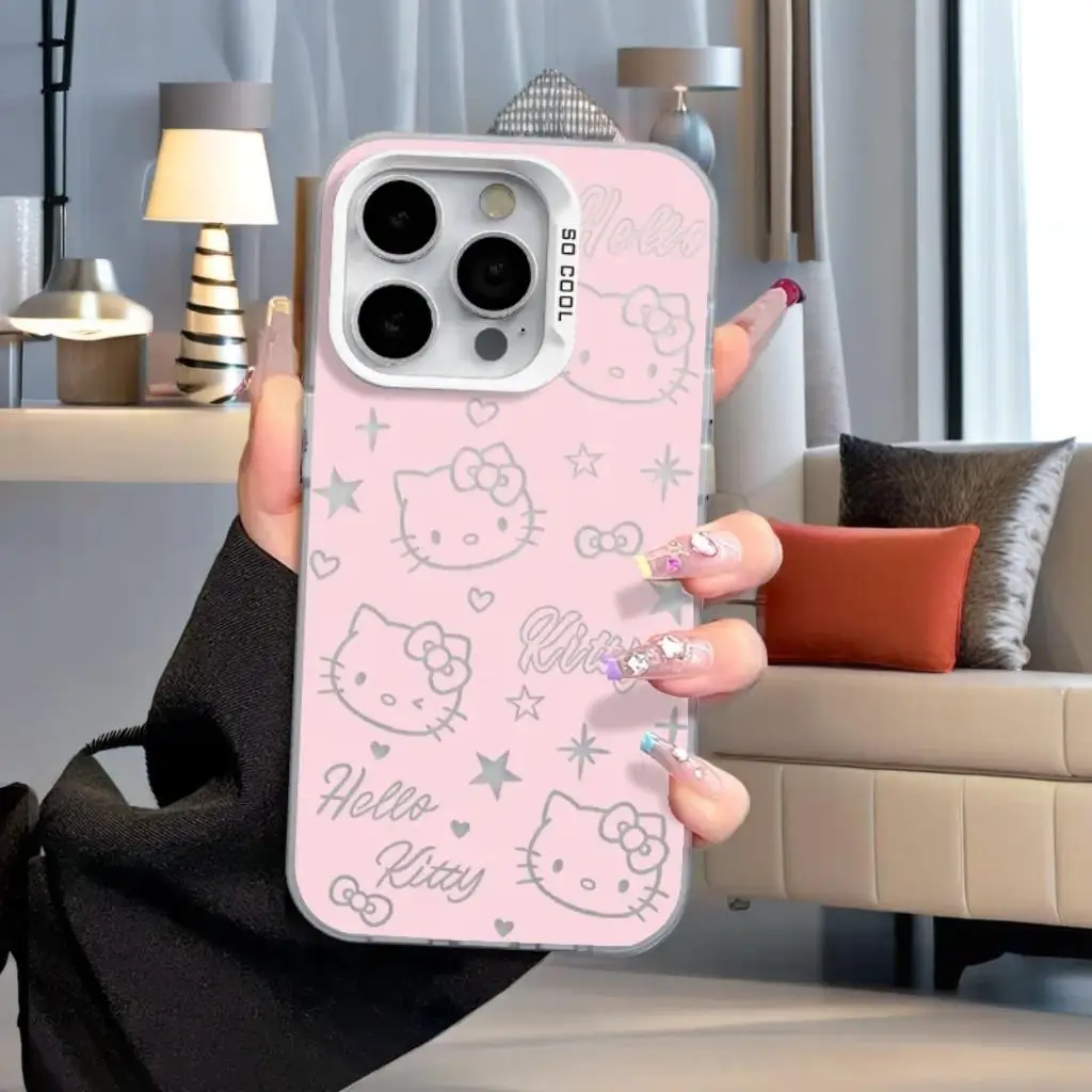 كامل الشاشة مرحبا كيتي ستار لطيف قضية الهاتف آيفون 17 16 15 14 13 برو ماكس X XR XS 7 8 زائد 16E 11 12 13 17 برو غطاء جميل