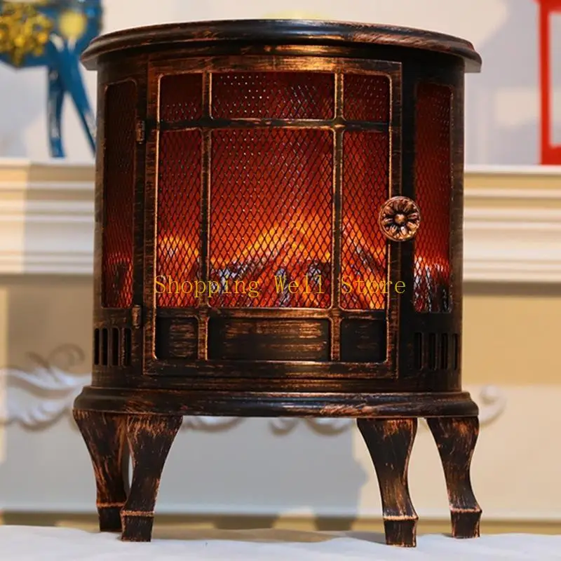 KX4B LED Fireplace Lantern Decorative Flameless Log Effect Vintage Lamp Decor