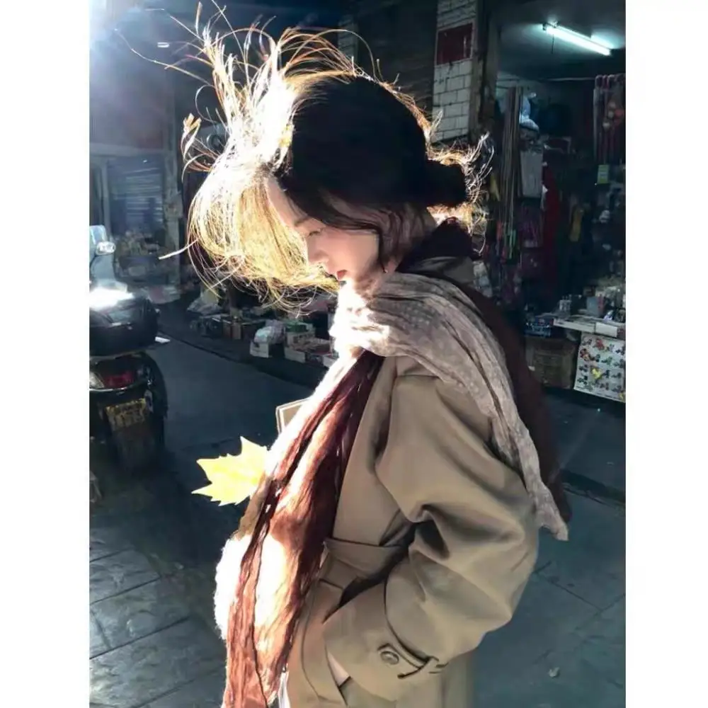 Syal Jilbab Selendang Lipat DIY Lipatan Panjang Selendang Warna Berubah Bertahap Syal Katun dan Linen Gaya Etnik Retro Syal Panjang Wanita