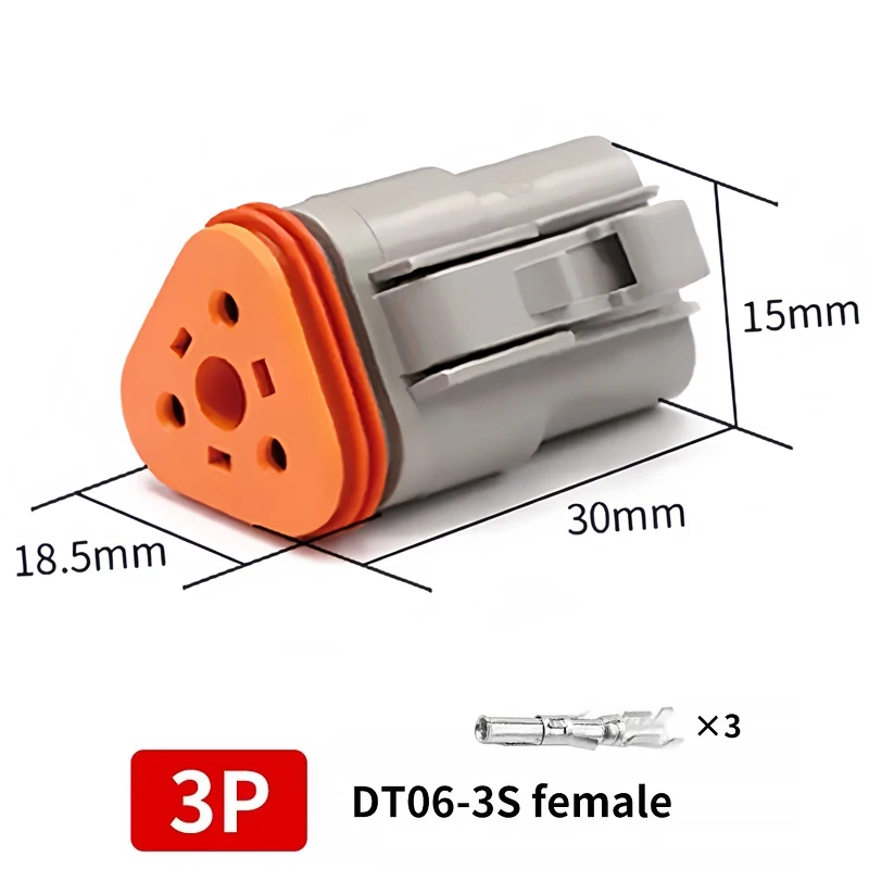 DT06-3S & DT04-3P 3-Pin Deutsch Type DT Series Waterproof Connector - Heavy Duty Automotive Plug for Truck Wire Harness T&I Online Store