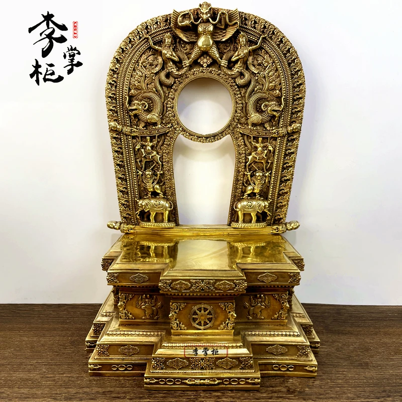 Nepalese Esoteric Tibetan Thickened Large Pure Copper Buddha Statue Diamond Seat Buddha Platform Sumeru Seat Buddha Niche Precis