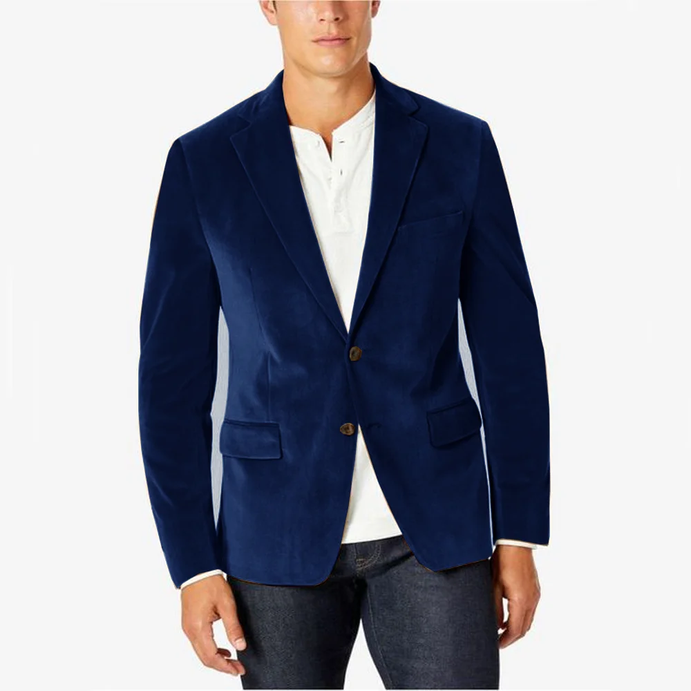 Blazer de veludo de peito único masculino, jaqueta, conjunto de casacos masculinos, roupas de inverno, roupas novas