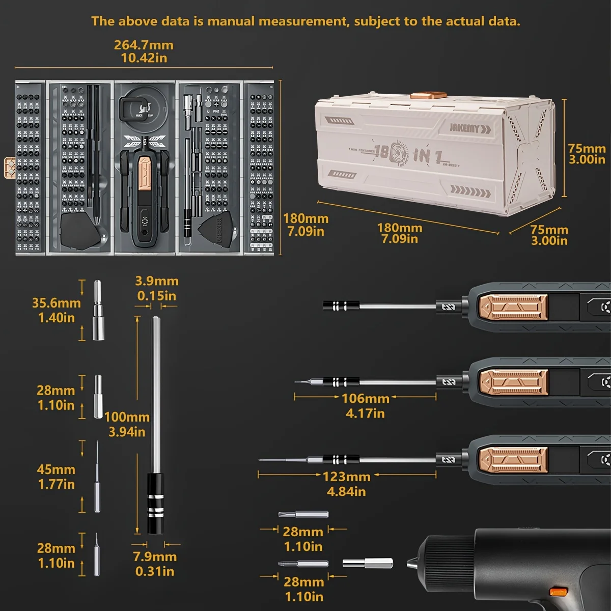 Precision Screwdriver Set 180 In 1 Magnetic Torx Bits Professional Repair Tool Kit For PC iPhone Household Appliances Men\'s Gift