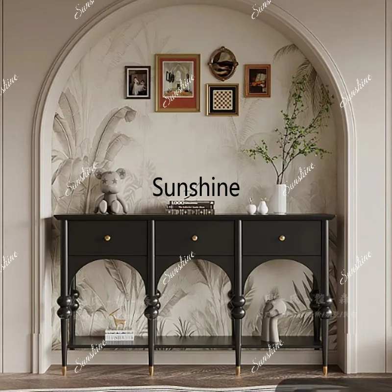 

Medieval entrance cabinet, solid wood storage, arched foyer storage, living room decoration against the wall