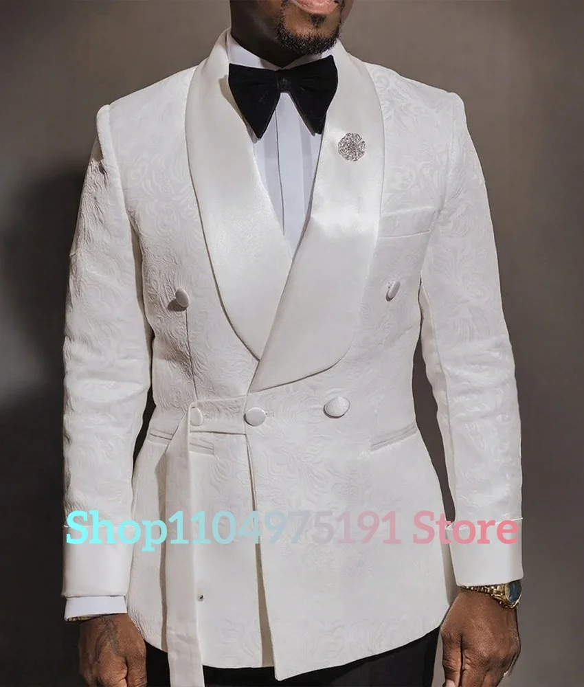 مزاجه قطعتين للرجال (سترة + بنطلون) عشاء الأعمال المضيف الجاكار معطف البدلة مع لون متباين مزدوجة الصدر #6