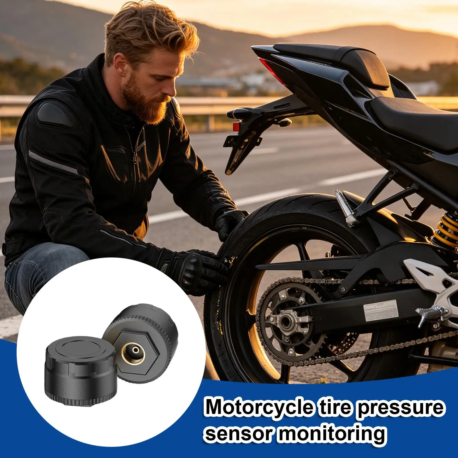 Motorcycle Tire Pressure Gauge Real Time Cordless Wheel Monitor System Cordless Tire Pressure Gauge For Home Garage Workshop