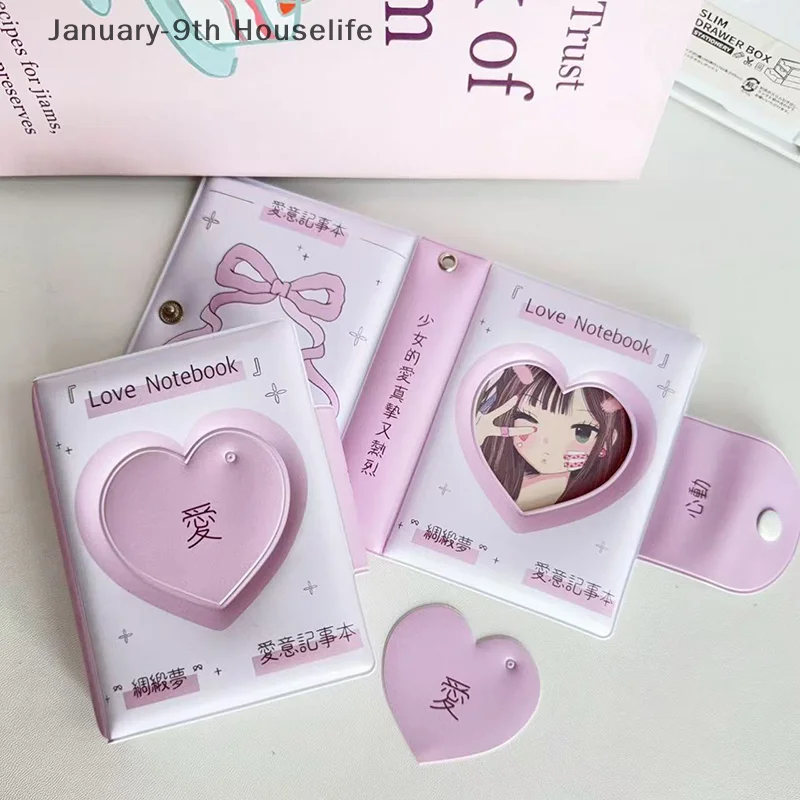 3-inch Heart Hollow Photo Card Holder Collector Book 32 Pockets Water Resistant Photocard Binder For Idol Photos