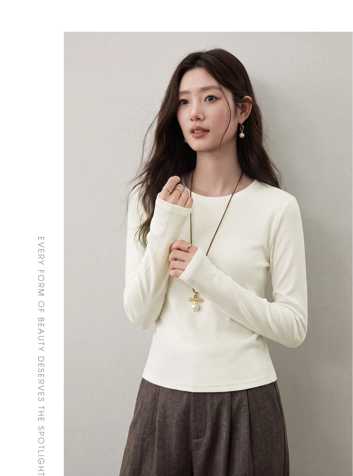 SENTUBILA Damen Strickoberteil aus Schafwolle 2026 Neuer Herbst Rundhals Bluse mit langen Ärmeln, butterweich, schmal geschnitten, zum Schichten 163SF7949 – Detail 34