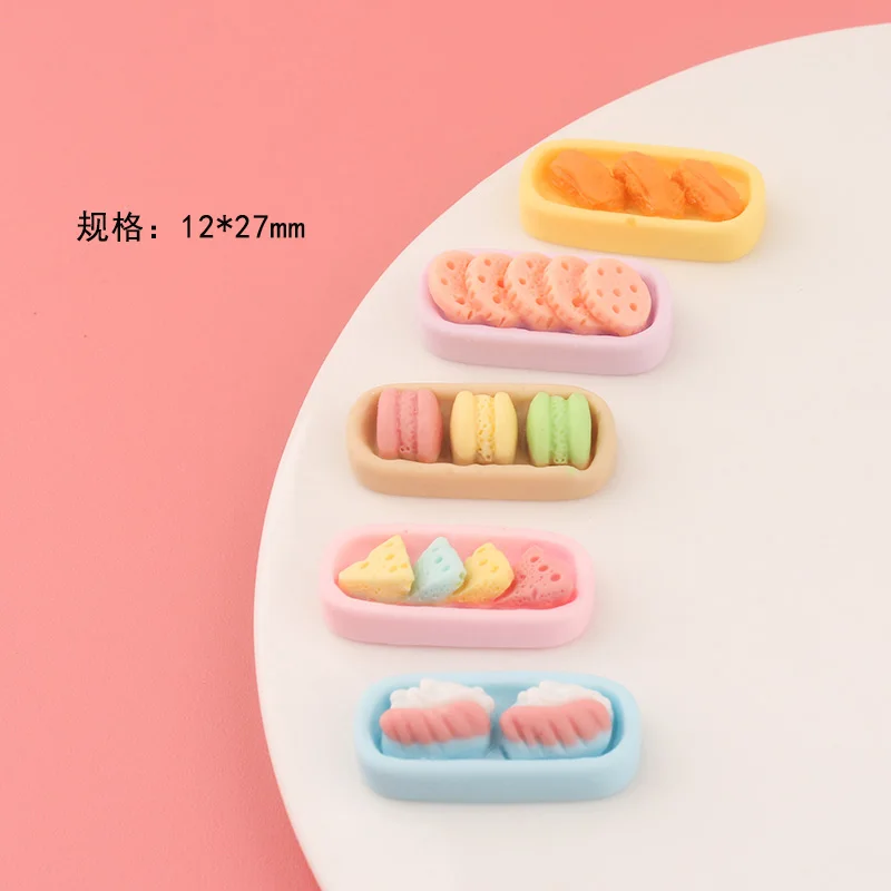 10pcs Macaron Rainbow Biscuit Bread Food Play Dessert Diy Mobile Phone Case Hair Accessories Resin Accessories Material