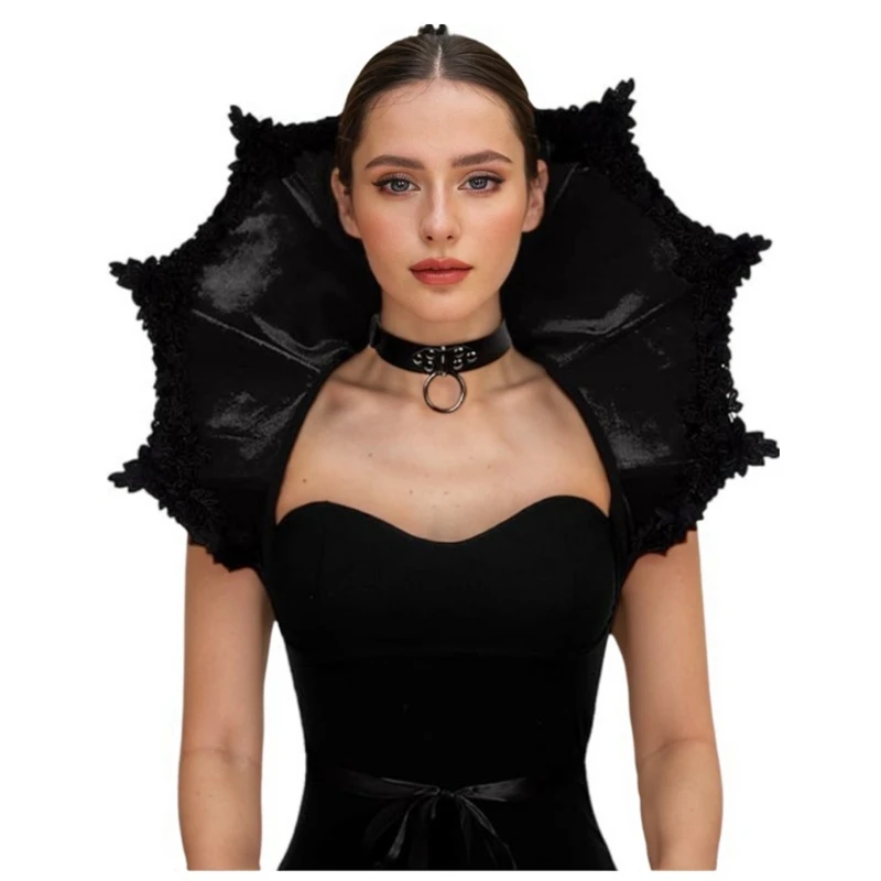 Combhasaki ゴシックスタンドアップカラーベルベットヴァンパイアビクトリア朝のネックカラー女性用ハロウィンコスチュームアクセサリーコスプレ小道具