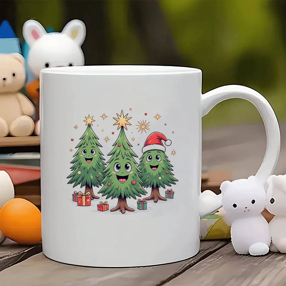 

11oz cartoon Christmas tree mug + festive-themed cup Christmas gift kids cup family office coffee mug