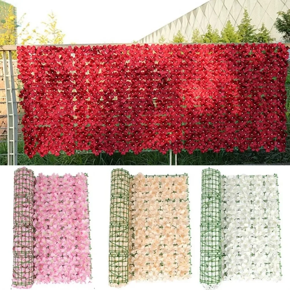 Plastic Artificial Flower Fence Screen Waterproof Realism Hydrangea Artificial Flower Wall Weather Resistant Removable