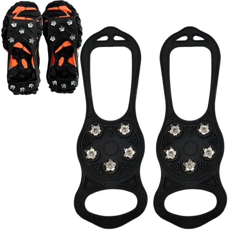 

5 Teeth Ice Gripper For Shoes Snow Crampons Anti-slip Ice Gripper Hiking Cleats Spikes Traction Ice Floes 5 Studs Shoes Grip