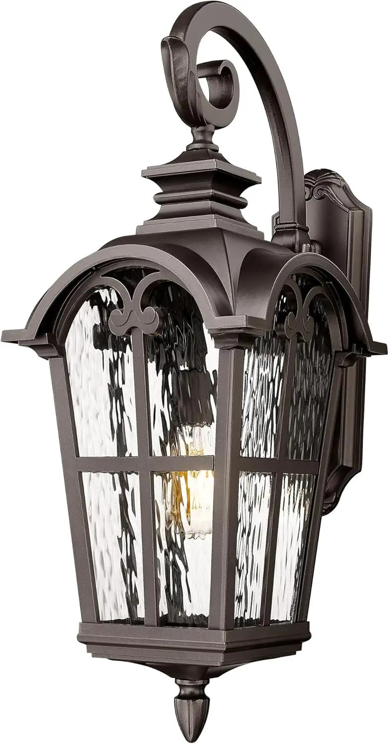 

Outdoor Wall Sconce 28.7", Extra Large Outdoor Wall Lamp for Front Door with Water Ripple Glass, Oil Rubbed Bronze Fini