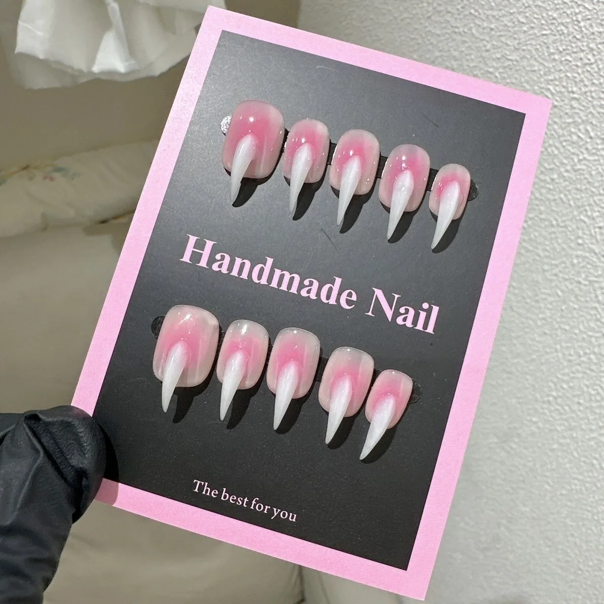 10PCS Handmade Cute Short Cat Claws Press On Nails  Acrylic Custom Dragon Shape Claw False Nail Tips Thick Fake Nail With Glue