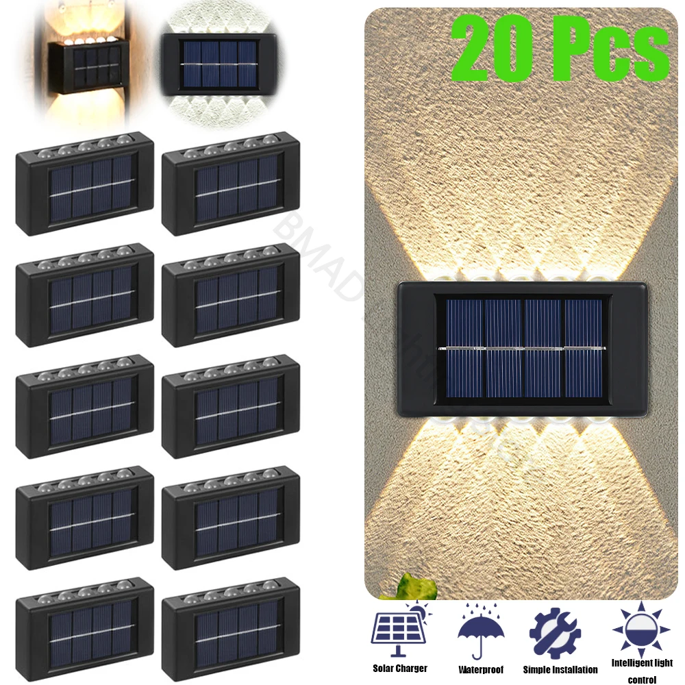 10 LED Solar Wall Lamp Outdoor Waterproof Solar Powered Light UP and Down Illuminate Home Garden Porch Yard Decoration