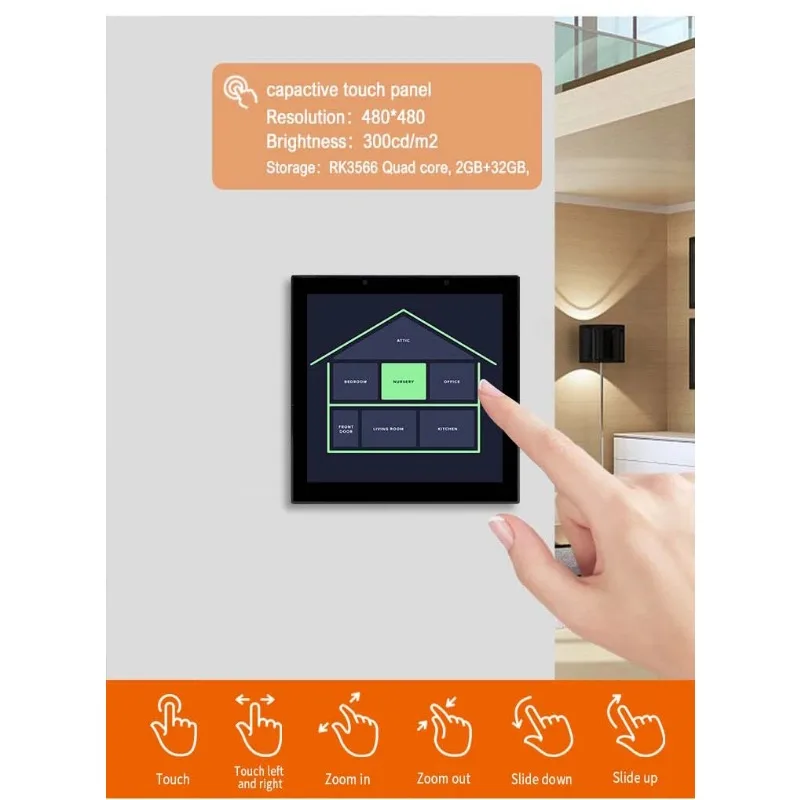 4 Inch 480x480 RK3566 Touch LCD HMI Panel Linux Debian Android Embedded Display for Smart Home Industrial Control