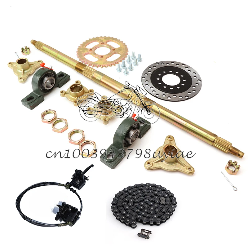 

610mm M8*3 Wheel Hub Rear Axle Assy With 428# 37T Sprocket 160mm Disc Brake140L Chain Fit For DIY ATV Quad Buggy Bike Parts