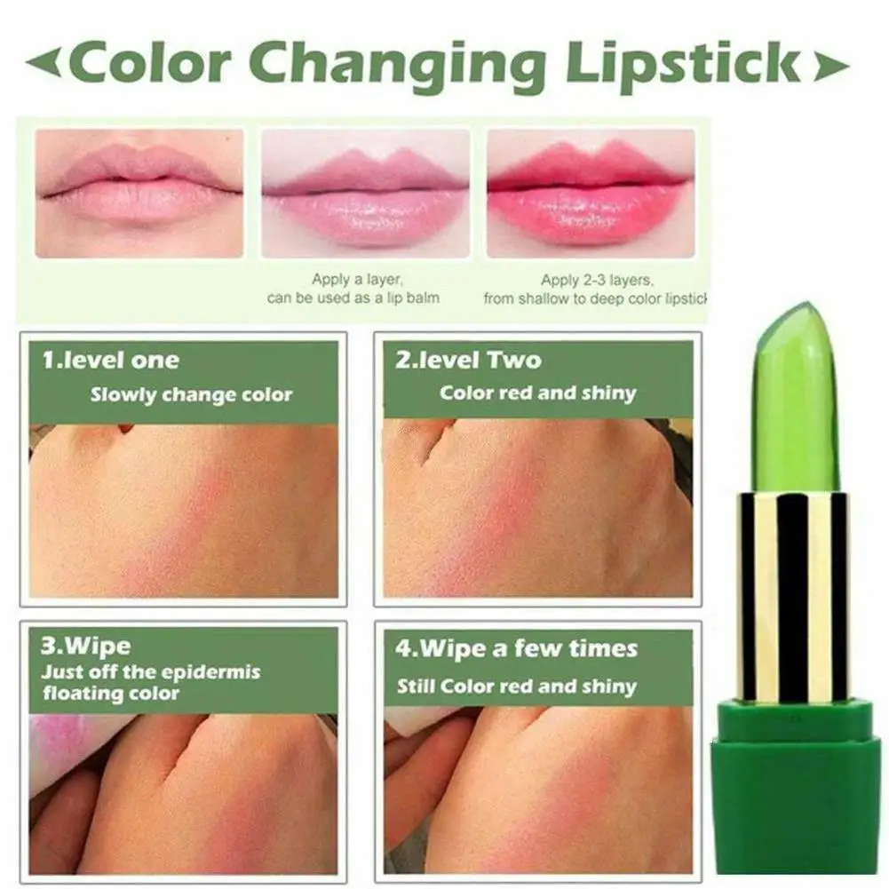 1PC Moisture Lip Balm Long-Lasting Natural Aloe Vera Lipstick Color Mood Changing Long Lasting Moisturizing Lipstick Anti Aging