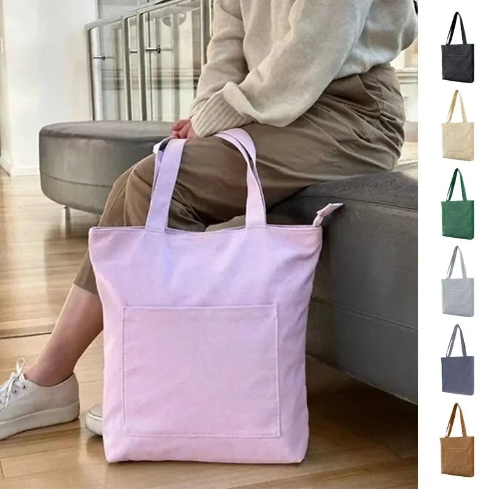 Fashion Casual Tote Bag With Pockets Corduroy Shoulder Bags Large Capacity Shopping Bag for Commuting To Class