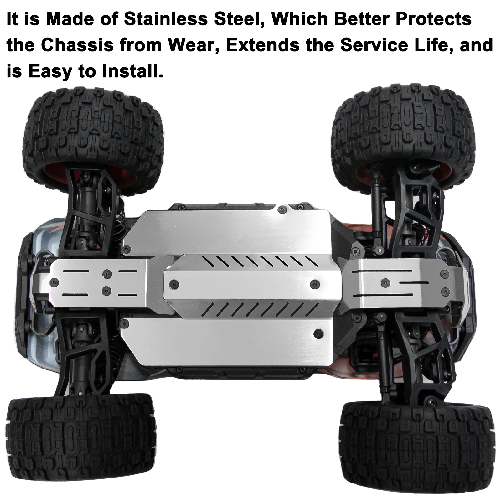 Kit de proteção do chassi da placa antiderrapante de aço inoxidável OKHL para 1/16 Traxxas Mini Maxx 107154-1 e Mini XRT 108076-1 Peças de atualização