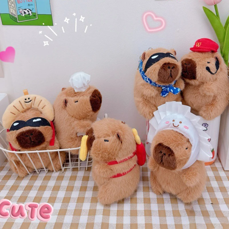 Capybara Plush Toy Stuffed Animals Cute Kitchen Cuisine Capybara Backpack Soft Doll Kids Kapibala Toys Birthday Christmas Gift