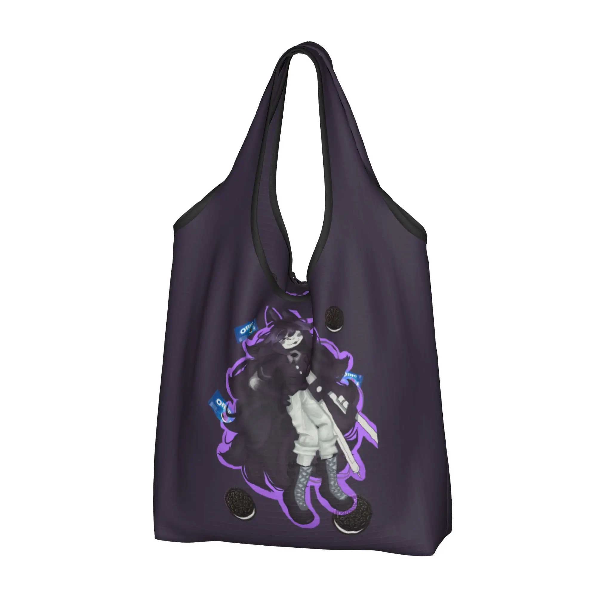 Kawaii Anime Miss Circle Cartoon    Shopping Tote Bags Portable  Groceries Shopper Shoulder Bag