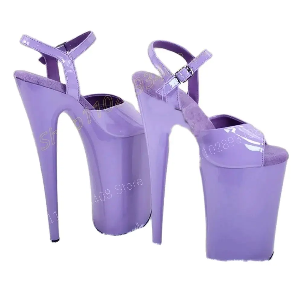 

Purple Patent Leather Platform Sandals Peep Toe Ankle Buckle Stiletto High Heel Sexy Women Shoes 2024 Summer Zapatos Para Mujere