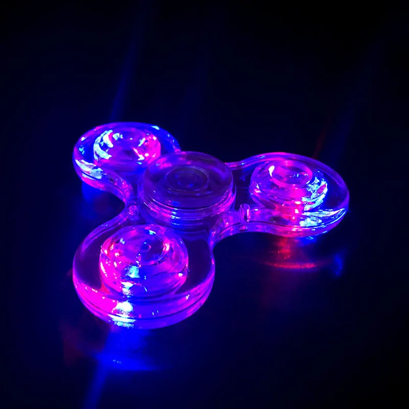 Crystal Luminous LED Fidget Spinner Decompression Luminescent Gyroscope Fun Relieve Anxiety Toys Adult And Child Birthday Gifts