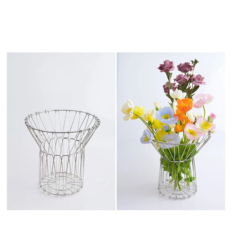 ●Multifunctional Folding Stainless Steel Variety Fruit Basket Gadget Hollow Fruit Basket Storage Basket