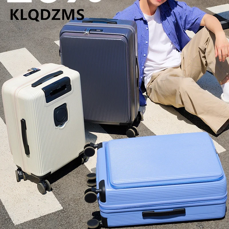KLQDZMS Suitcase on Wheels Front Opening Boarding Case Laptop Trolley Case 20