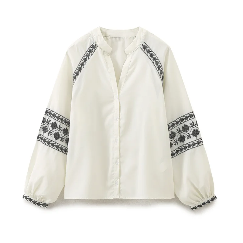 

Autumn Elegant Women's Casual Shirt Long Sleeve Embroidered Oversized Woman Blouse Long Sleeve Shirt Woman Y2k Vintage Top